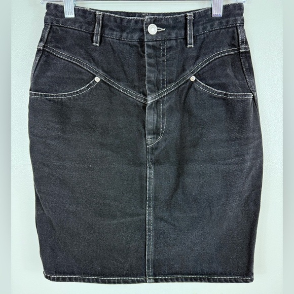 Isabel Marant Lorine Mini Pencil Denim Skirt Black Size 36 Goth Summer - Picture 1 of 6